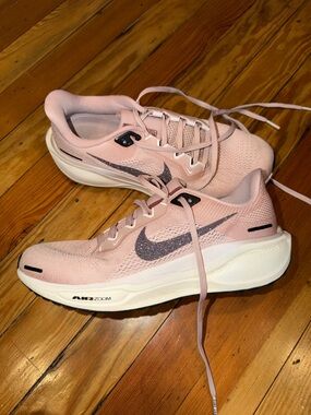 Nike Women’s Pink Air Zoom Running Sneakers with Glitter Swoosh